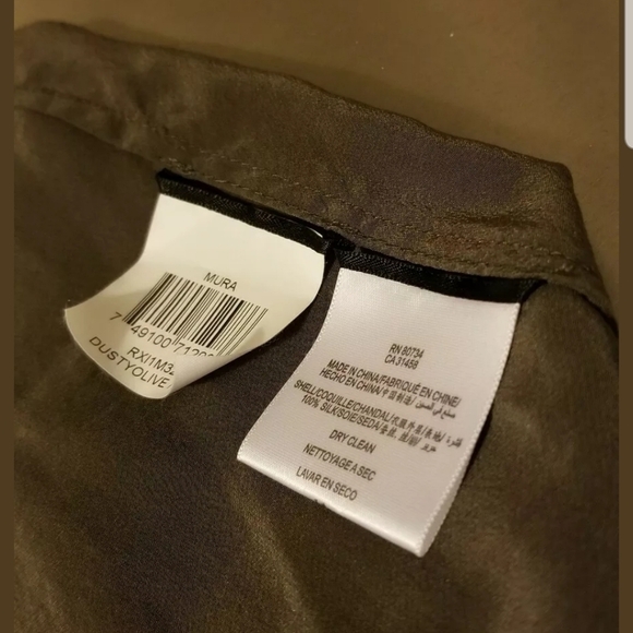 BCBGMaxAzria Mura New Dusty Olive 100% Silk NWT Size XXS - Picture 8 of 8